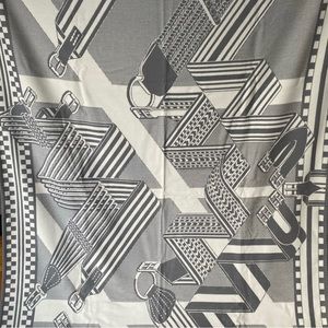 New HERMES Paris Belt Pattern Blanket Throw Wool Gray 194x150cm w/Box